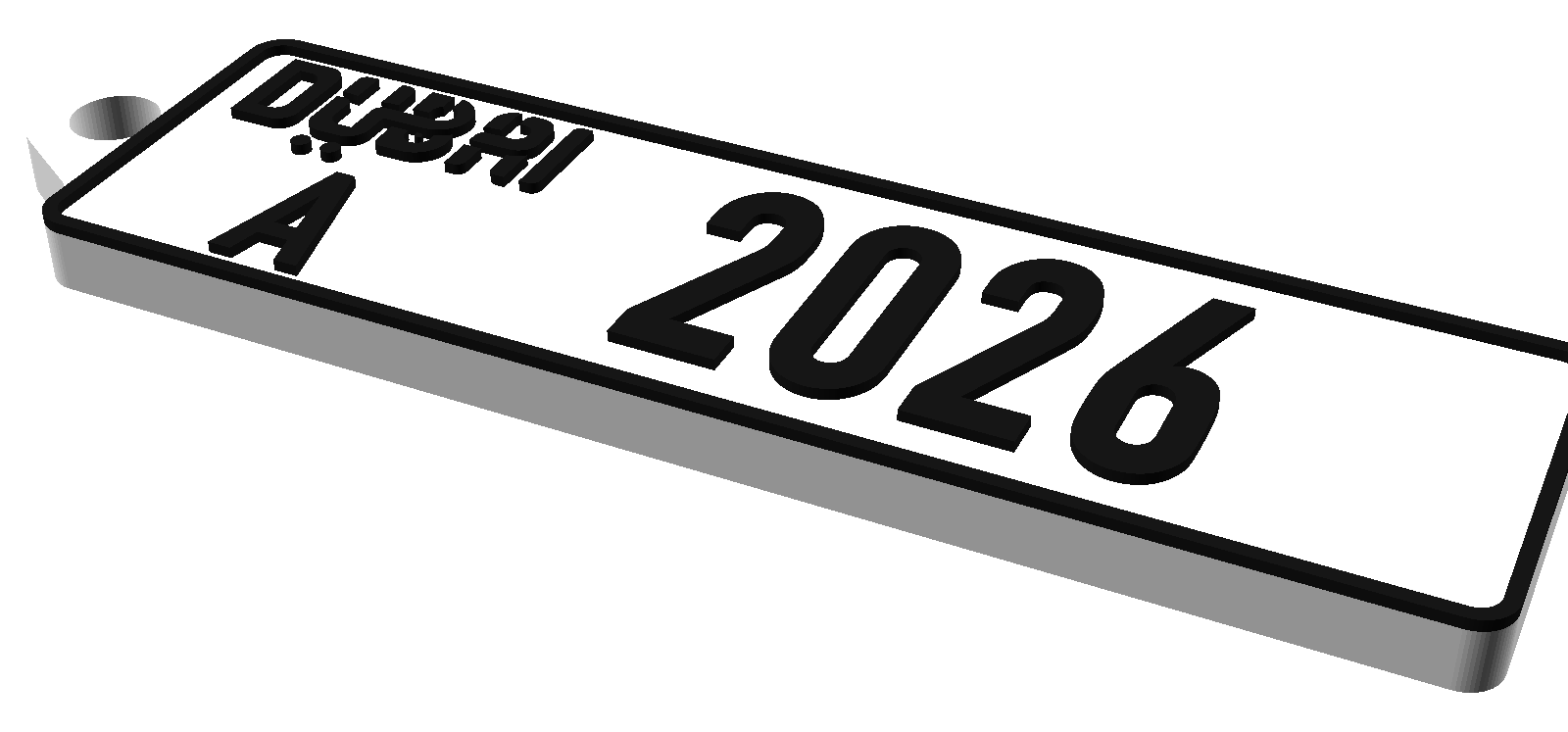 Dubai plate keychain, code A, number 2026